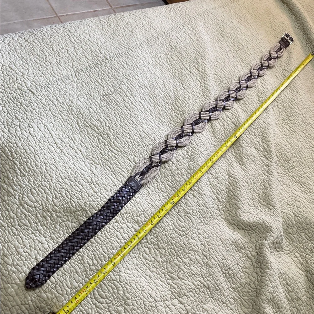 braided woven leather and rope belt